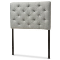 Baxton Studio BBT6506-Grey-Twin HB Viviana Upholstered Button-Tufted Twin Size Headboard